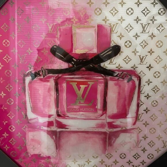 Crystal Luxe Designer Perfume Luis Vuitton Print Pictured Drawing Art Room Decor - Picture 3 of 8